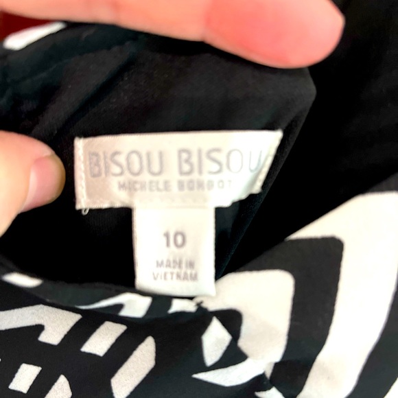 BISOU BISOU Black and White Midi Dress Size 10 - Picture 3 of 3